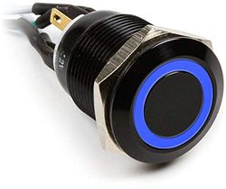 Impactics compatible Vandalismustaster 19mm, IP65, blaue LED - schwarz