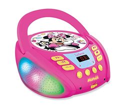 Lexibook, Disney Minnie, Lecteur CD Bluetooth pour Enfants - Portable, Effets Lumineux, Prise Micro, Entrée aux-in, Pile ou Secteur, Rose, RCD109MN