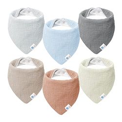 Lulu moon Bib Baby Triangular Scarf Baby Muslin Neckerchief Baby for Boys and Girls (Pack of 6, Star)