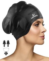 Gorro de natación de Pelo Largo para Mujeres y Hombres con protección auditiva 3D, Gorro de natación de Silicona para Cabello Largo y Corto para Mantener el Cabello seco, Gorros de natación