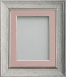 Frame Company Drummond Pale Grey Photo Frame, Pink Mount, 18x14 for 14x11 inch, fitted with perspex