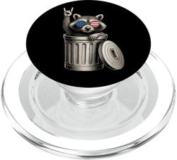 Cubo de basura Mapache Lover Rock Sign US Bandera Trash Can Racoon PopSockets PopGrip para MagSafe