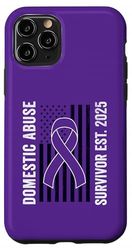 Domestic Abuse Survivor Awareness Ribbon Est. 2025 Patriotic Case for iPhone 11 Pro