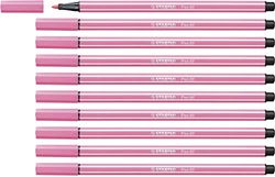 Premium Fibre-Tip Pen - STABILO Pen 68 - Pack of 10 - Pink