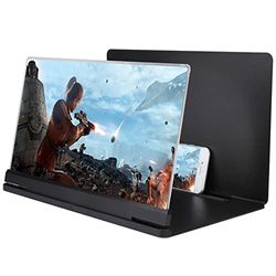 ASHATA 14" Lupa de Pantalla 3D HD Teléfono,Amplificador de Pantalla de Teléfono 3D HD para Películas,Videos Y Juegos Soporte de Teléfono Portátil con Amplificador de Pantalla(Negro)