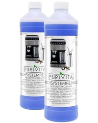 PURIVITA® Limpiador Universal del Sistema de Espuma de Leche [2x1L] - Liquido Descalcificador Cafetera - Apto para Todas las Cafeteras y Máquinas como De Longhi, Nespresso, Philipps & Krups - Antical