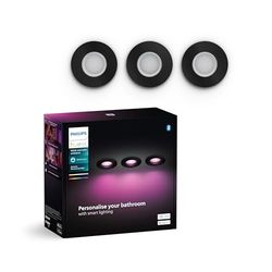 Philips Hue White & Color Ambiance Xamento faretti da incasso in confezione da 3, luci da bagno dimmerabili per il sistema di illuminazione Hue, controllo intelligente della luce tramite voce e app