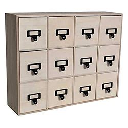 Artemio Unfinished Wooden Drawer Cabinet with Metal Handles 41.5 cm 32.5 cm x 11 cm, Wood
