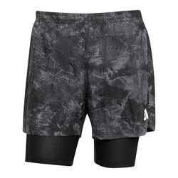 adidas Uomo Own The Run Spray Dye 2in1 Short, Grey Four/Black, XXL