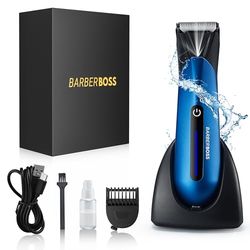 BarberBoss Body Groomer for Men - Pubic Hair Trimmer, Ball Shaver, Groin Hair Trimmer, Men's Pube Trimmer QR-2076, Blue