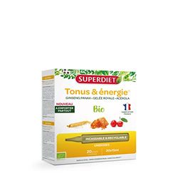SUPERDIET- GINSENG, GÉLEE ROYALE, ACÉROLA- Booster toniques, Défenses immunitaires, Vitalité-Format Nomade - 20 Unidoses de 15 ml