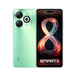 Infinix Smart 8, 3+64GB, Crystal Green, Sim Free Smartphone, Unlocked to all UK Networks, UK Plug + 2 Year Warranty
