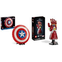 LEGO 76262 Marvel Scudo di Captain America, Kit di Costruzione Avengers per Adulti con Minifigure & 76223 Marvel Guanto dell'Infinito di Iron Man