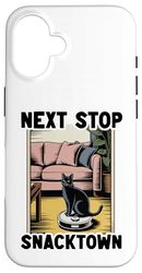 Next Stop Snacktown Cat Robot Vacuum Cleaner Cat Case for iPhone 16