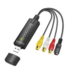 Logilink VG0030A - Grabador de Audio/vídeo USB 2.0, 3 RCA + miniDIN5 (S-Video) para Windows 7/8/10/11, Mac OS 10.7 o Superior, Android 5.0 o Superior