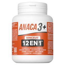 ANACA 3+ - Minceur 12 En 1 - Complément Alimentaire - Réduit l'appétit(1) & Absorption Des Graisses(3) - Caféine & L-Carnitine - Programme Minceur 30 Jours - Fabriqué En France - 120 Gélules