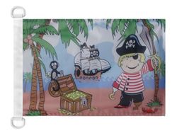 AZ FLAG - Drapeau Garçon Pirate île au trésor - 45x30 cm - Pavillon Nautique Corsaire Tête De Mort Spécial Bateau Et Extérieur en Maille Bloquée avec Anneaux Plastiques Intégrés - 30g
