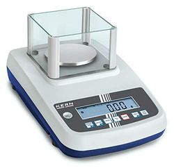 Báscula de precisión de alta calidad con ajuste automático interno y autorización de medición [M] [Kern EWJ 600-2M] Placa de pesaje Ø80 mm, rango de pesaje [Max]: 600 g, legibilidad [d]: 0,01 g.