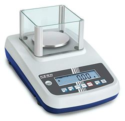 Báscula de precisión de alta calidad con ajuste automático interno y autorización de medición [M] [Kern EWJ 600-2M] Placa de pesaje Ø80 mm, rango de pesaje [Max]: 600 g, legibilidad [d]: 0,01 g.