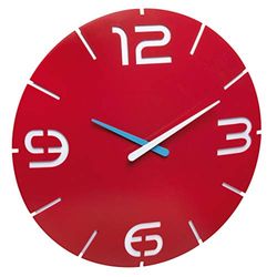 TFA Dostmann 60.3047.05. Contrato. Design relógio de parede, plástico, vermelho/branco, diâmetro 350 x (H) 35 mm,