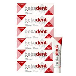 Betadent KIT 6 DENTIFRICIO GUMS per gengive sensibili, infiammate e irritate. Ripara e protegge. Azione antiplacca e antibatterica. Formula Delicata non abrasiva. Maxi formato, 6x100 ml