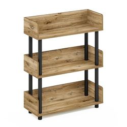 Furinno Turn-N-Tube 3-laags gereedschapsloos displayrek, Flagstaff eiken/zwart