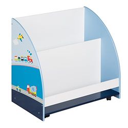 roba Étagère de Rangement pour Enfants "Racer" en Bois - 3 Compartiments - Étagère à Jouets avec Roulettes - Bleu