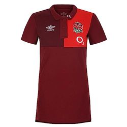 Umbro Polo England CVC (O2) pour Femme, Rouge tibétain, Zinfandel, Rouge Flamme, 44