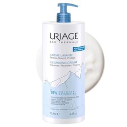 Uriage Cleansing Cream 1L - Moisturizing Body Cleanser with Shea Butter - 2-in-1 Cleansing & Nourishing - Face, Body & Hair - 92% Natural Origin, Paraben & Soap-Free - Physiological pH