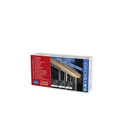 Konstsmide 2733 – 802/Tenda di luci led di pioggia ghiacciata per esterno (IP44)/200 bernsteinfarbene diodi/24 V Trasformatore da esterno/cavo bianco