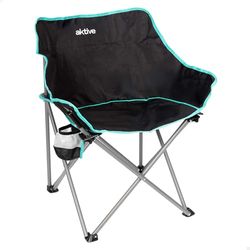 AKTIVE 63125 - Sedia pieghevole da campeggio, con sottobicchieri, struttura in acciaio resistente, leggera e facile da trasportare, con borsa per il trasporto, ideale per campeggio, spiaggia e