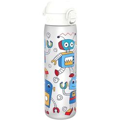 Ion8 Gourde, 500ml, Anti-Fuite, Facile à Ouvrir, Verrouillage Sécurisé, Lavable en Lave-vaisselle, Sans BPA, Poignée de Transport, S'adapte aux Porte-gobelets, Facile à Nettoyer, Motif Robots