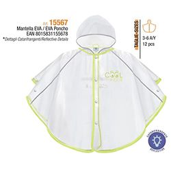 Chubasquero impermeable infantil 3/6 años eva semi transparente con borde verde cool kids