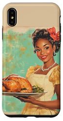 Poster vintage pinup con pollo arrosto ragazza con chef retrò Custodia per iPhone XS Max
