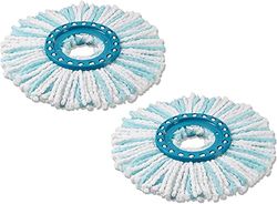 Leifheit Clean Twist Disc Mop Microduo Testina Sostitutiva, Frangia Lavapavimenti in Microfibra, Mop Ricambio in Set da 2