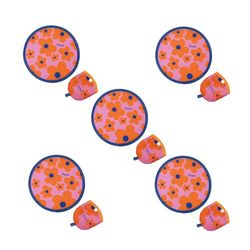 fisura. Lot de 5 éventails ronds pliables « Fleurs » - Ventilateur à main pliable original - Frisbee fleurs roses et oranges - Éventail portable pour fêtes - 20 cm, Lot de 5 fleurs, taille unique