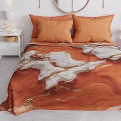 PETTI Artigiani Italiani - Copriletto Una Piazza e Mezza Primavera Estate, Coperta Leggera Una Piazza e Mezza, Lenzuola Copri Letto, Marmo Terracotta, 100% Made in Italy