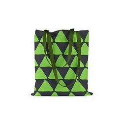 Bonamaison Printed Tote Bag, Reusable Grocery Bag, Shopping Bag, Machine Washable, Foldable, Canvas Cloth Bag with Green Handles, Size: 34x40 Cm