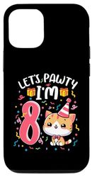 Custodia per iPhone 15 Pro Let's Pawty I'm 8 Year Girl Cat Kitten 8° compleanno