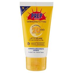 PREP, Latte Solare Dermoprotettivo SPF 20, Protezione Solare Raggi UVA e UVB, Senza Parabeni, Travel Size Formato 50 ml