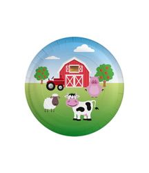 PD-Party: Paper Plates in a Farm Design, 8 Pieces - Tableware for Children's Birthdays - Loving Paper Plates with a Jungle Pattern - Paper Plates for Children's Birthdays - 22.6 x 22.6 cm
