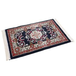 PETEX Oriental rug with fringes traditional oriental pattern woven blue