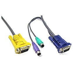 Cablematic - 3-in-1 speciale kabel VGA/PS2 1,8 m (HD15M/HD15M + MiniDIN6M MiniDIN