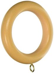 Merriway BH05956 (10 Pcs) Wooden Curtain Drapery Pole Rod Rings with Screw Eye, Inner Diameter 45 mm (1.3/4 Inch) Outer Diameter 64 mm (2.1/2 Inch), Light Brown - Pack of 10 Pieces
