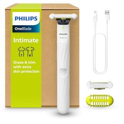 PHILIPS OneBlade Intimate, Mujer y hombre, Maquinilla de depilación para la zona íntima, ingles y axilas, afeita y recorta, cuchilla con protección para la piel, QP1924/30