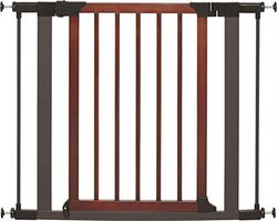 MidWest Homes for Pets Steel Pet Gate w/ Textured Graphite Frame & Decorative Wood Door, 73.66H x 71.12-96.52W Centimeters; Decorative Wood; Model 2929SG-WD