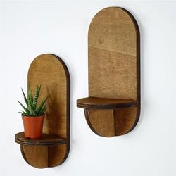 Elegancka półka ścienna z orzecha włoskiego (2 sztuki), 13 x 26 x 9 cm, 100% plywood, grubość 8 mm, stylowe rozwiązanie do nowoczesnej dekoracji domu