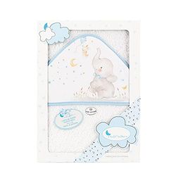 Interbaby 01227-11 ręcznik kąpielowy z kapturem Elefante, biały e niebieski, niebieski
