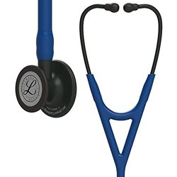 3M Littmann Cardiology IV Fonendoscopio diagnóstico, campana de acabado en color Negro, tubo Azul Marino y vástago y auricular color Negro, 69 cm, 6168