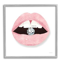 Stupell Industries Shine On Glam Lips Biting Shimmering Diamond, Design von Mercedes Lopez Charro